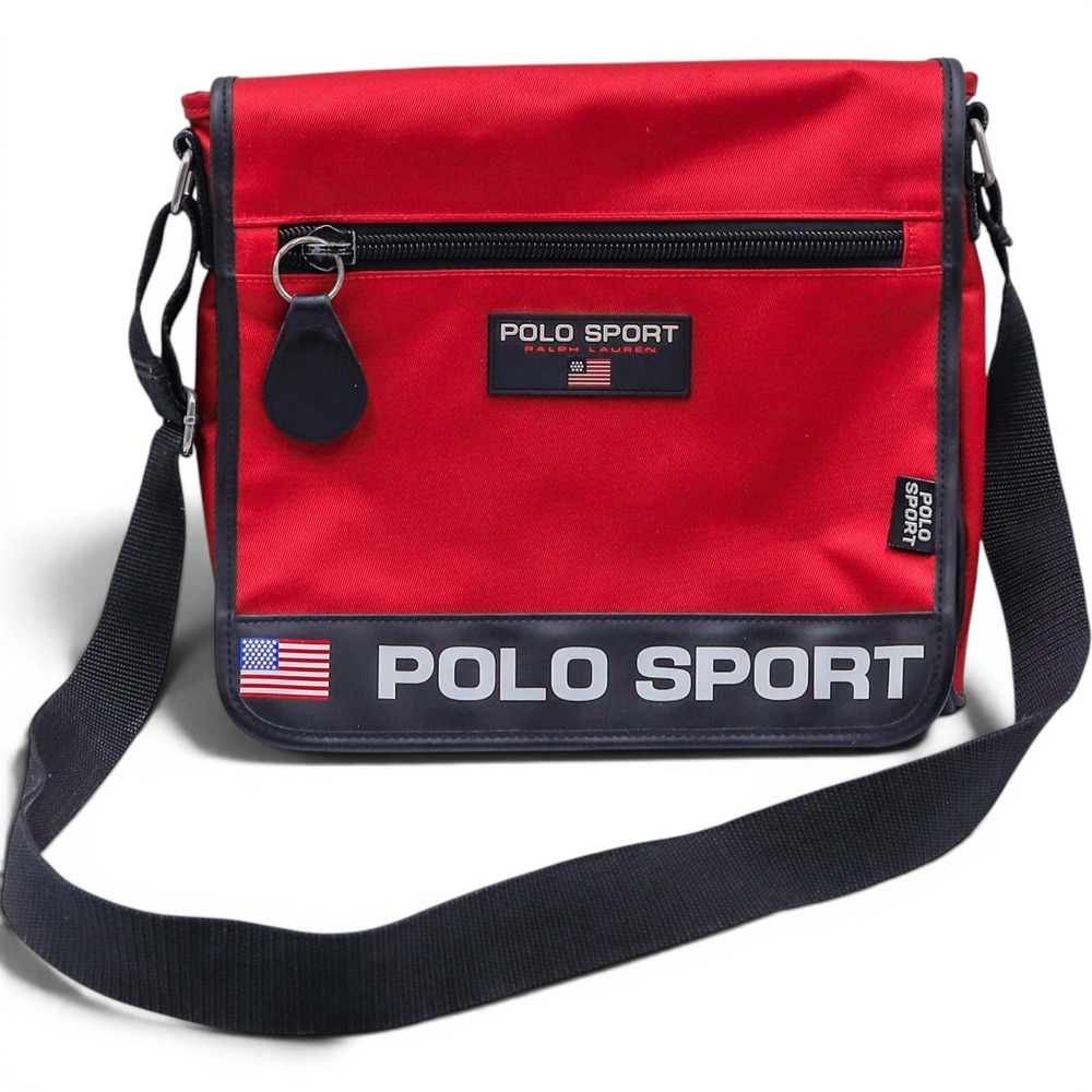 Vintage 90s Polo Sport Ralph Lauren Messenger Bag Unisex Red Crossbody Nylon USA
